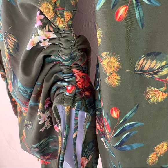 JACK SMITH Women One Piece Swimsuit Zipper Long Sleeve Rash Guard Floral Medium - Picture 4 of 10